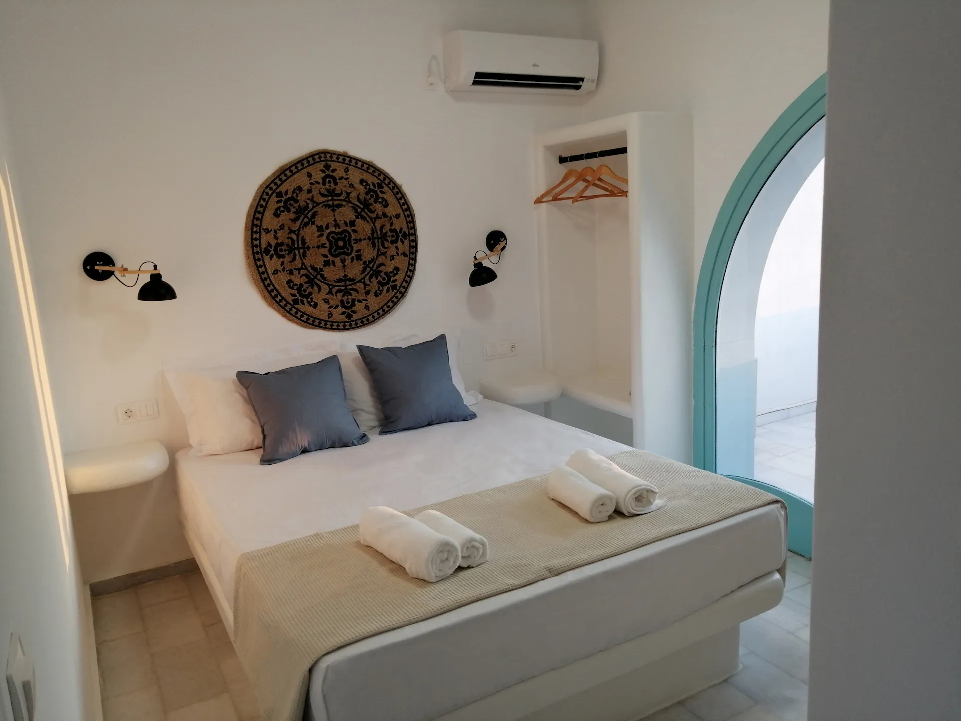 Bed on upper floor